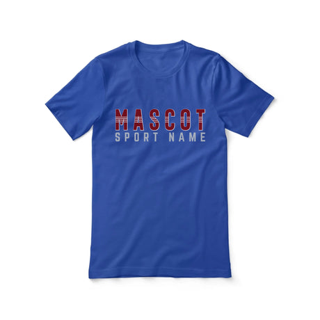 Custom School Spirit Shirt With Mascot and Sport With Striped Text Design on a Unisex T-Shirt