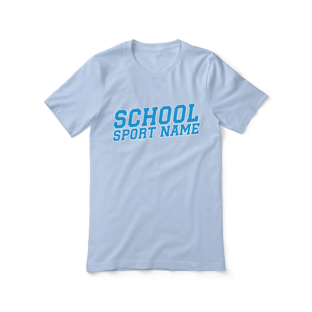 Custom School Spirit Shirt With School and Mascot Name With Slanted Block Varsity Design on a Unisex T-Shirt