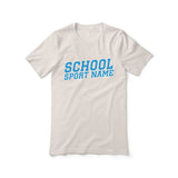 Custom School Spirit Shirt With School and Mascot Name With Slanted Block Varsity Design on a Unisex T-Shirt