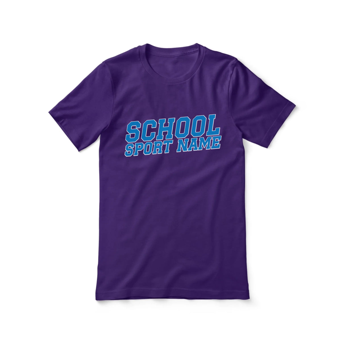 Custom School Spirit Shirt With School and Mascot Name With Slanted Block Varsity Design on a Unisex T-Shirt