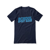 Custom School Spirit Shirt With School and Mascot Name With Slanted Block Varsity Design on a Unisex T-Shirt