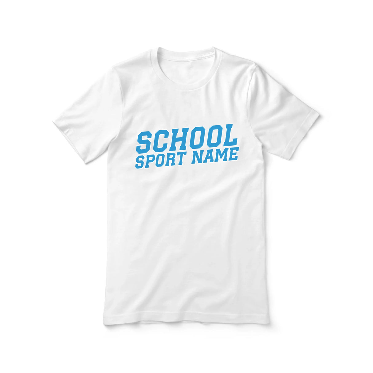 Custom School Spirit Shirt With School and Mascot Name With Slanted Block Varsity Design on a Unisex T-Shirt