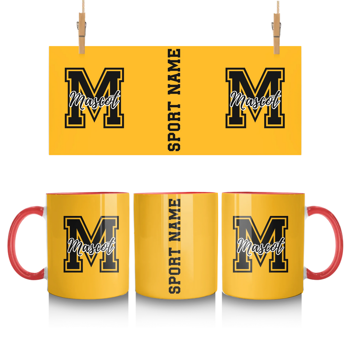 Custom School Spirit Mug With Mascot Initial and Sport Name