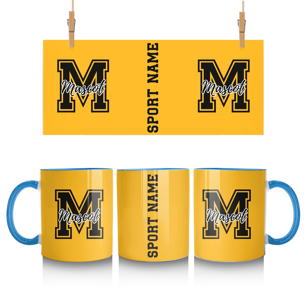 Custom School Spirit Mug With Mascot Initial and Sport Name