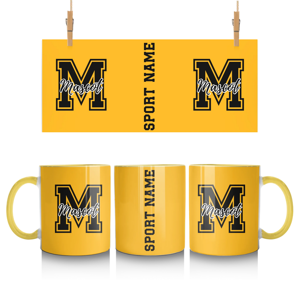 Custom School Spirit Mug With Mascot Initial and Sport Name