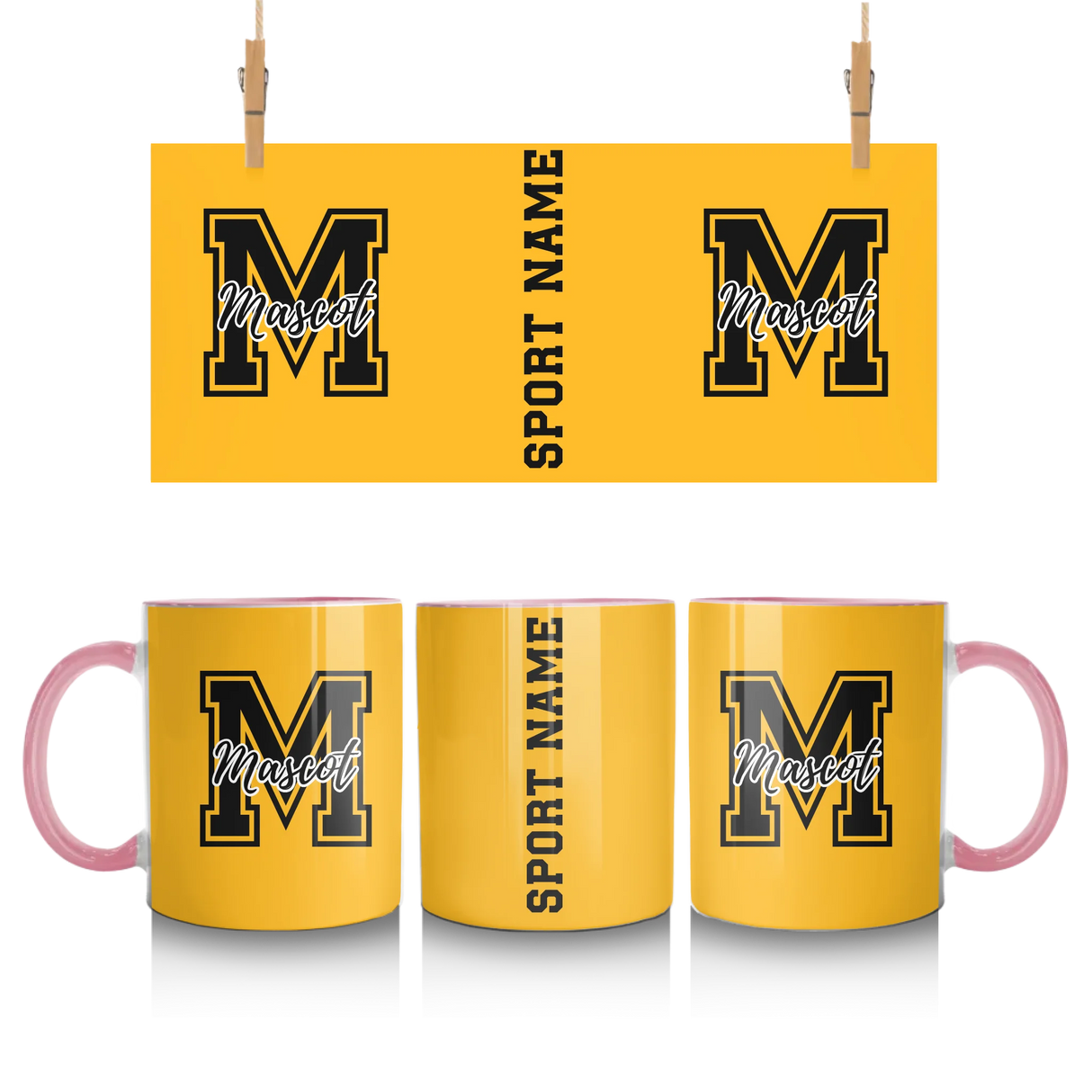 Custom School Spirit Mug With Mascot Initial and Sport Name