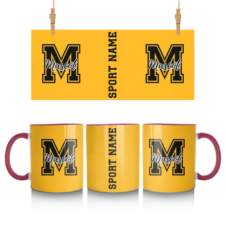 Custom School Spirit Mug With Mascot Initial and Sport Name