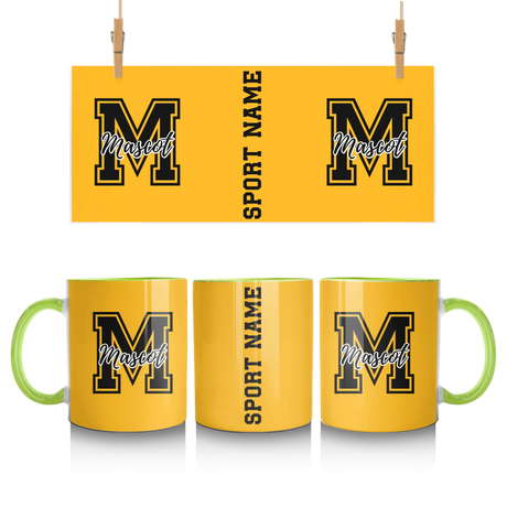 Custom School Spirit Mug With Mascot Initial and Sport Name