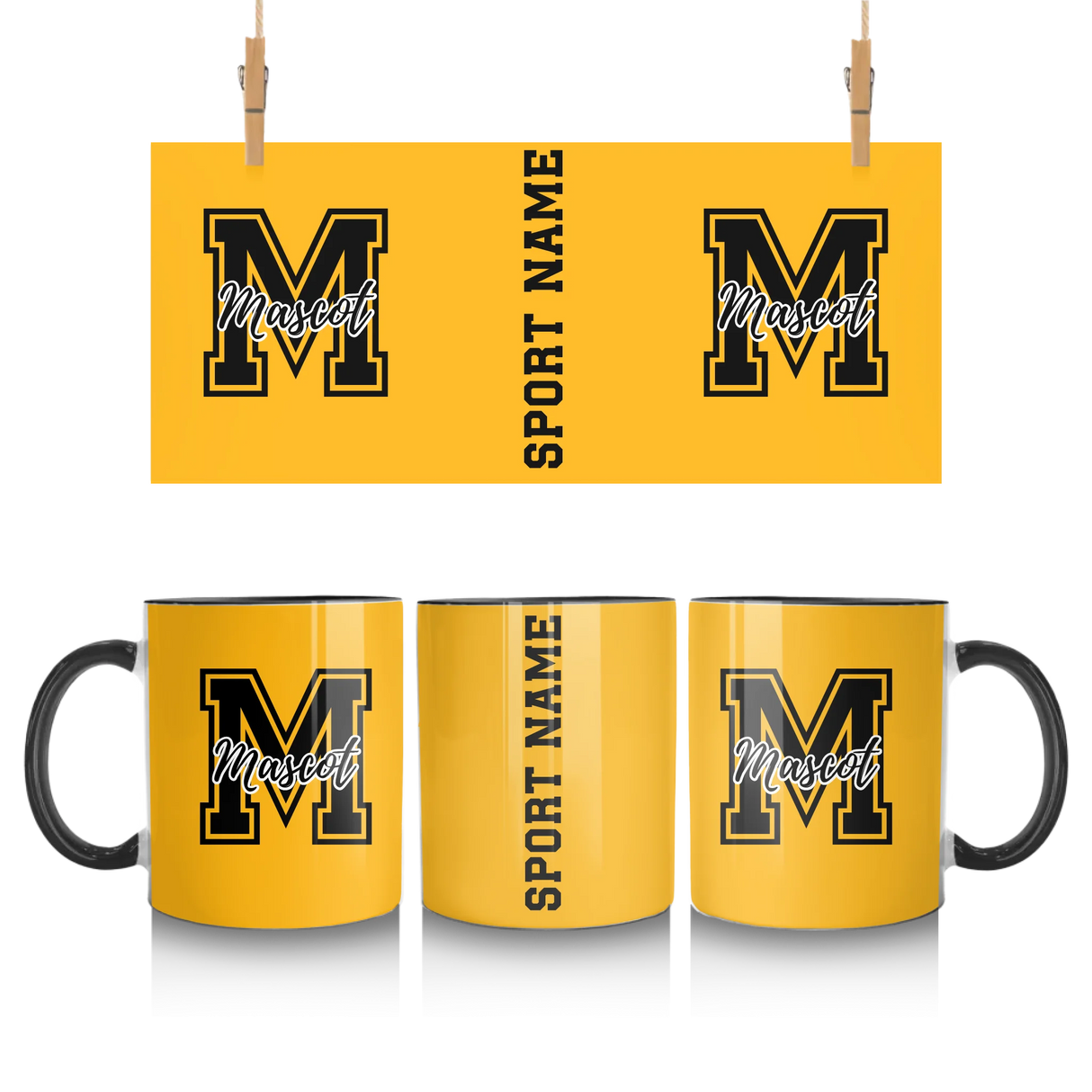 Custom School Spirit Mug With Mascot Initial and Sport Name