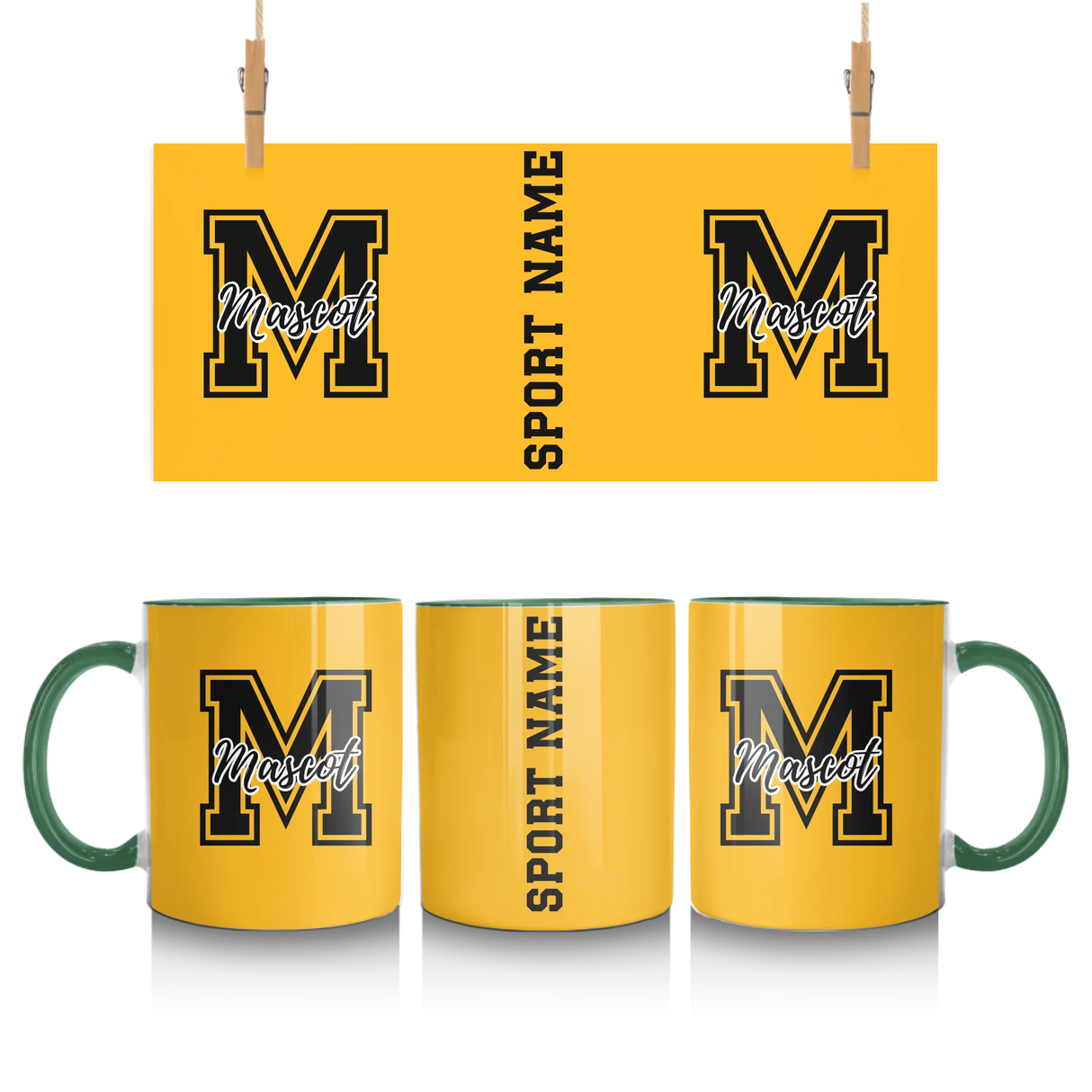 Custom School Spirit Mug With Mascot Initial and Sport Name