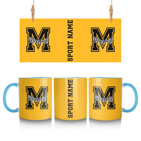 Custom School Spirit Mug With Mascot Initial and Sport Name