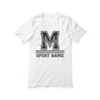 Custom School Mascot Shirt With Large Initial, Mascot & Sport Name on a Unisex T-Shirt