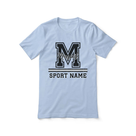 Custom School Mascot Shirt With Large Initial, Mascot & Sport Name on a Unisex T-Shirt