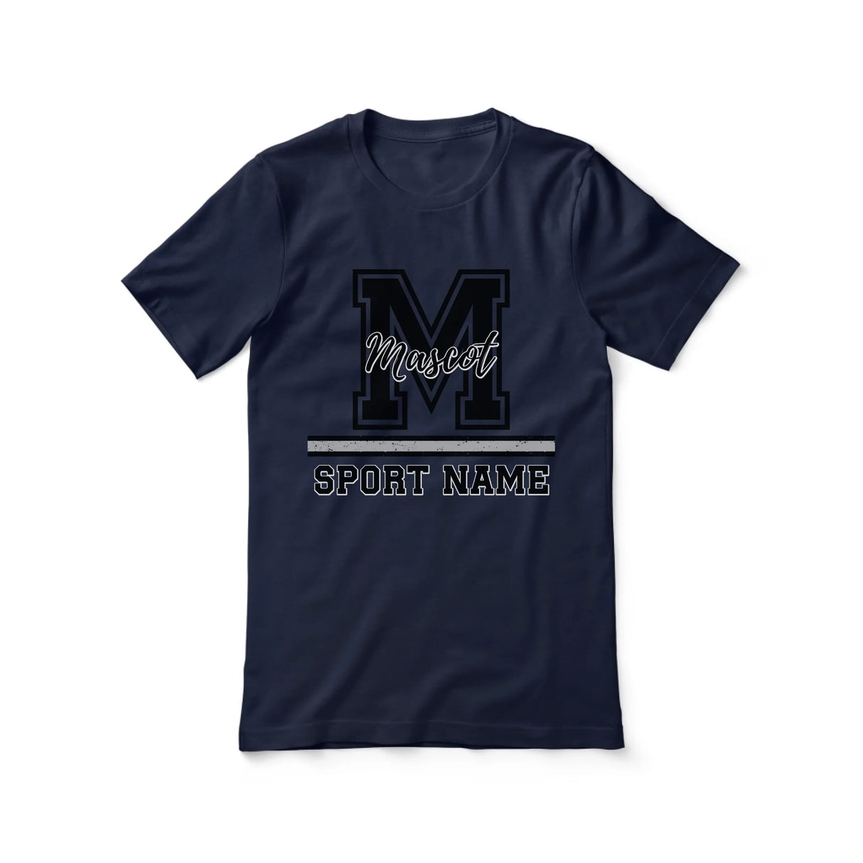 Custom School Mascot Shirt With Large Initial, Mascot & Sport Name on a Unisex T-Shirt