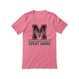 Custom School Mascot Shirt With Large Initial, Mascot & Sport Name on a Unisex T-Shirt