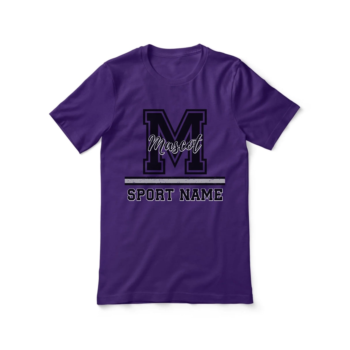 Custom School Mascot Shirt With Large Initial, Mascot & Sport Name on a Unisex T-Shirt