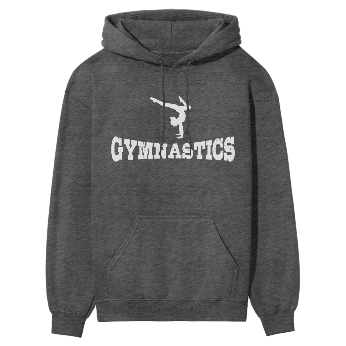 Basic Gymnastics with Gymnast Icon on a Hoodie with a White Graphic