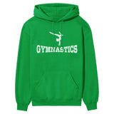 Basic Gymnastics with Gymnast Icon on a Hoodie with a White Graphic