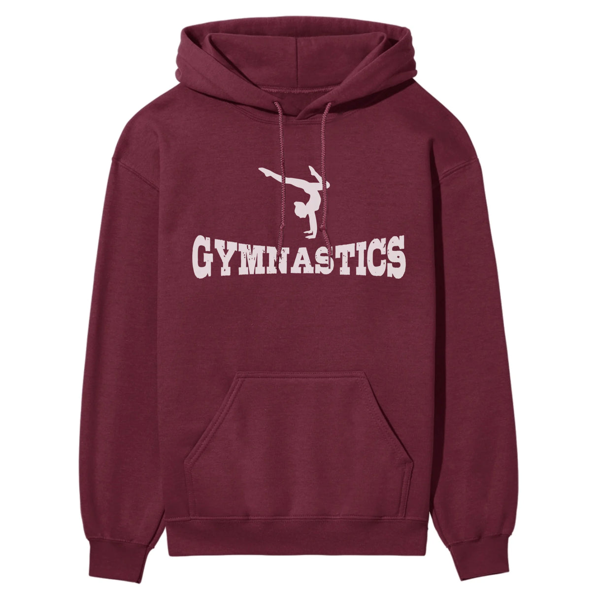 Basic Gymnastics with Gymnast Icon on a Hoodie with a White Graphic