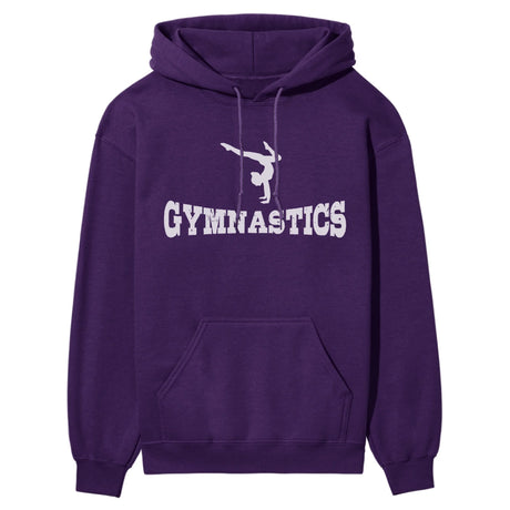 Basic Gymnastics with Gymnast Icon on a Hoodie with a White Graphic