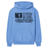 Gymnastics Mom Horizontal Flag on a Hoodie with a Black Graphic