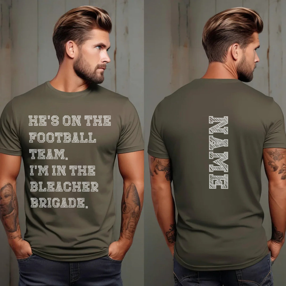 They're a Football Player And I'm In The Bleacher Brigade with Football Player Name on a Unisex T-Shirt