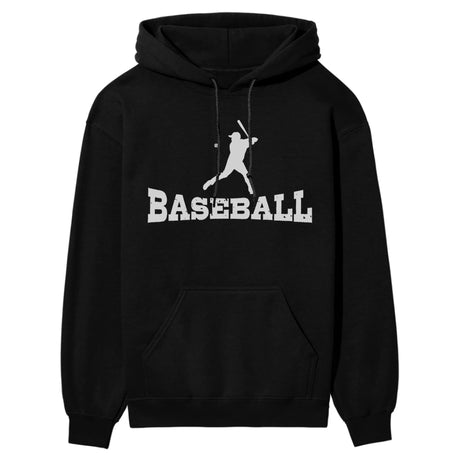 Basic Baseball with Baseball Player Icon on a Hoodie with a White Graphic