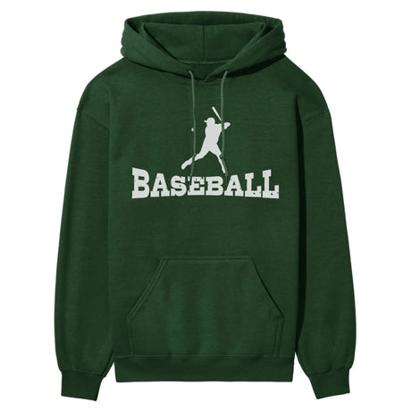 Basic Baseball with Baseball Player Icon on a Hoodie with a White Graphic