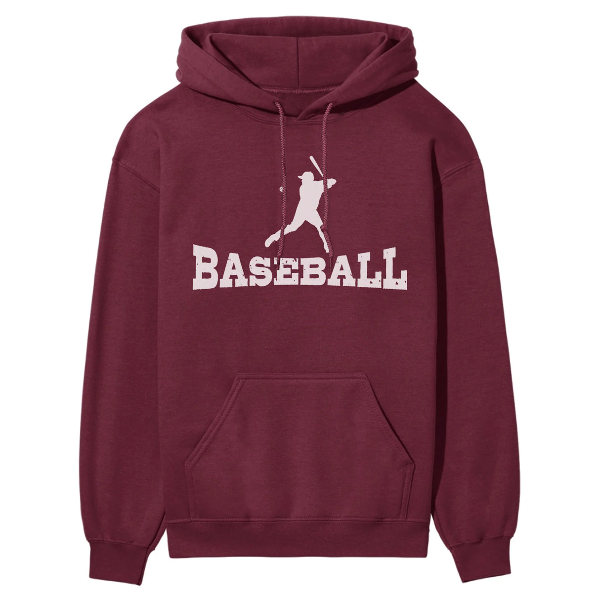 Basic Baseball with Baseball Player Icon on a Hoodie with a White Graphic