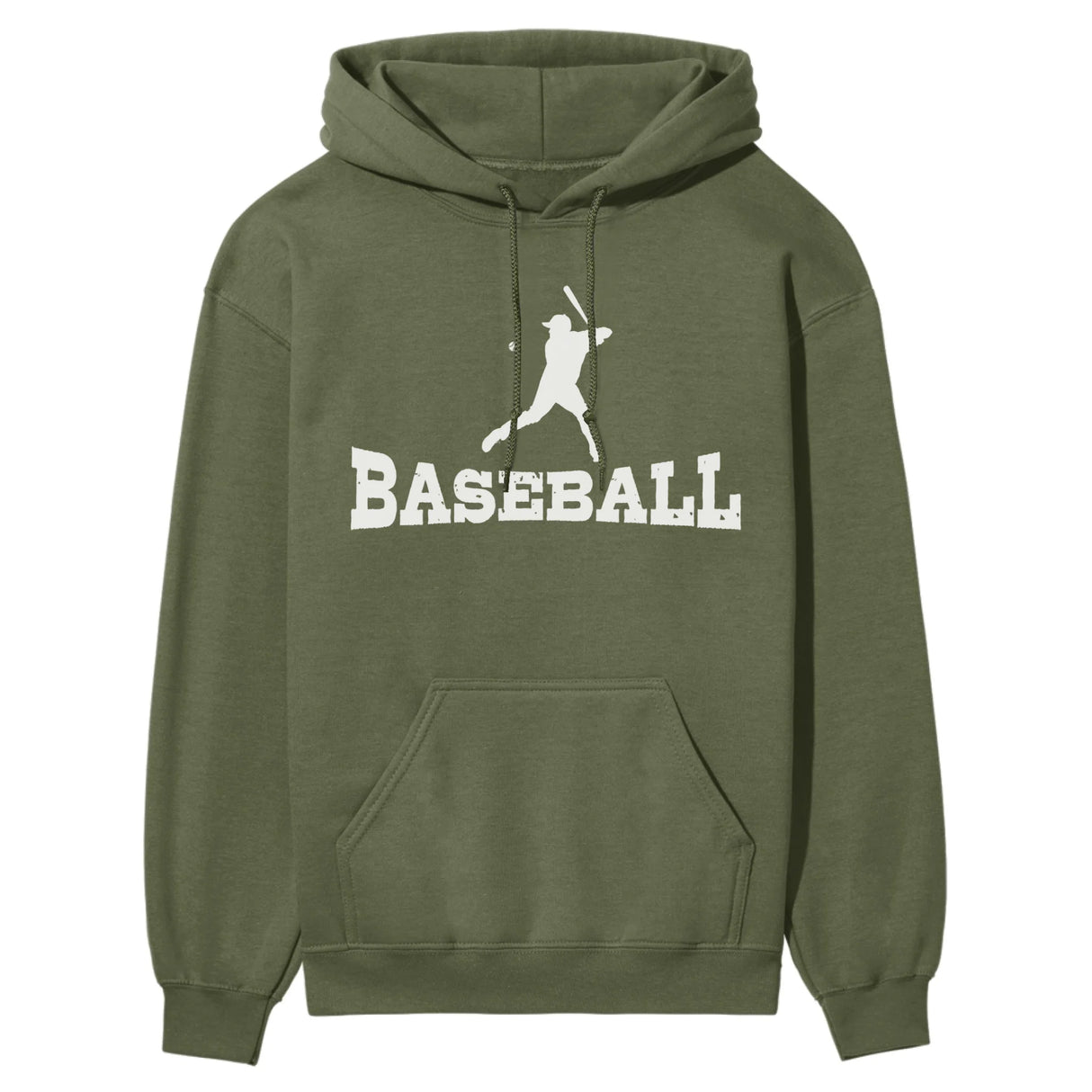 Basic Baseball with Baseball Player Icon on a Hoodie with a White Graphic