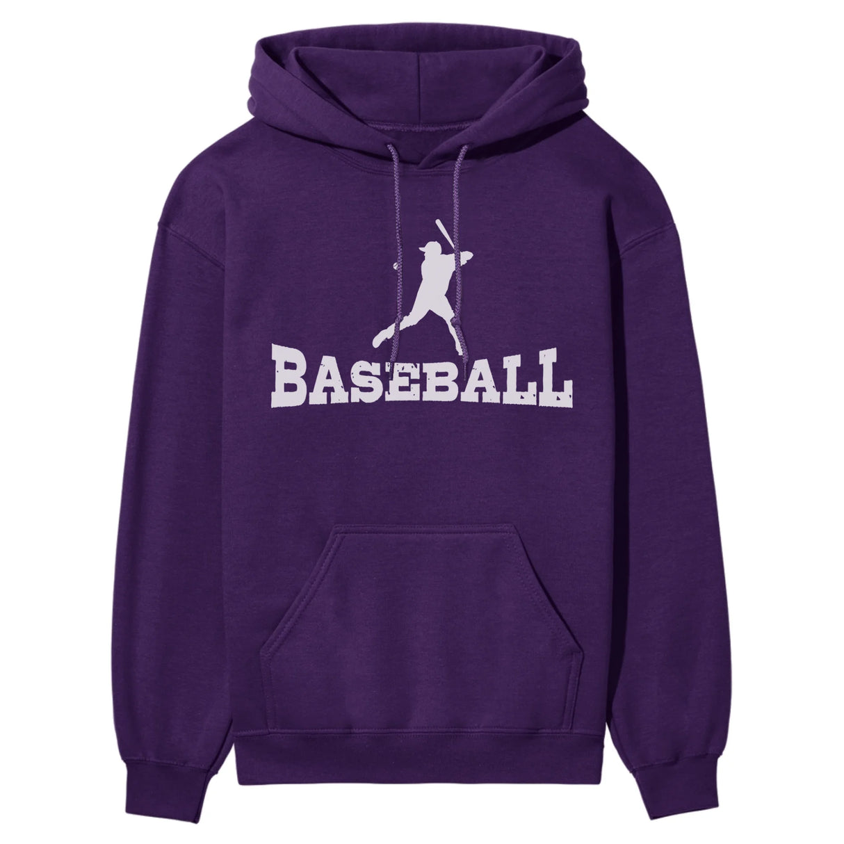 Basic Baseball with Baseball Player Icon on a Hoodie with a White Graphic