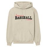 Custom Baseball Mascot and Baseball Player Name on a Hoodie with a Black Graphic