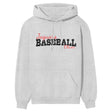 Custom Baseball Mascot and Baseball Player Name on a Hoodie with a Black Graphic