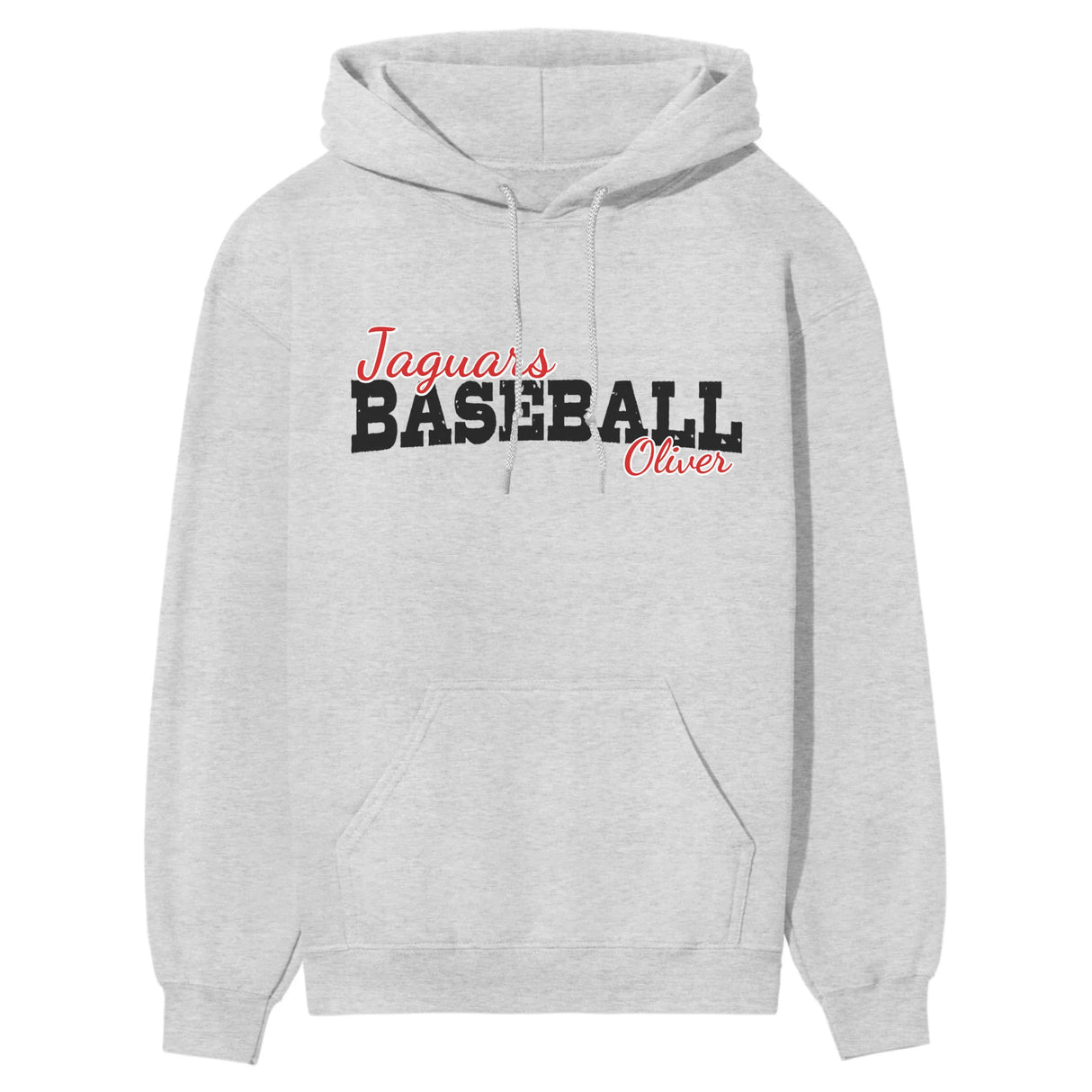 Custom Baseball Mascot and Baseball Player Name on a Hoodie with a Black Graphic