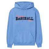 Custom Baseball Mascot and Baseball Player Name on a Hoodie with a Black Graphic