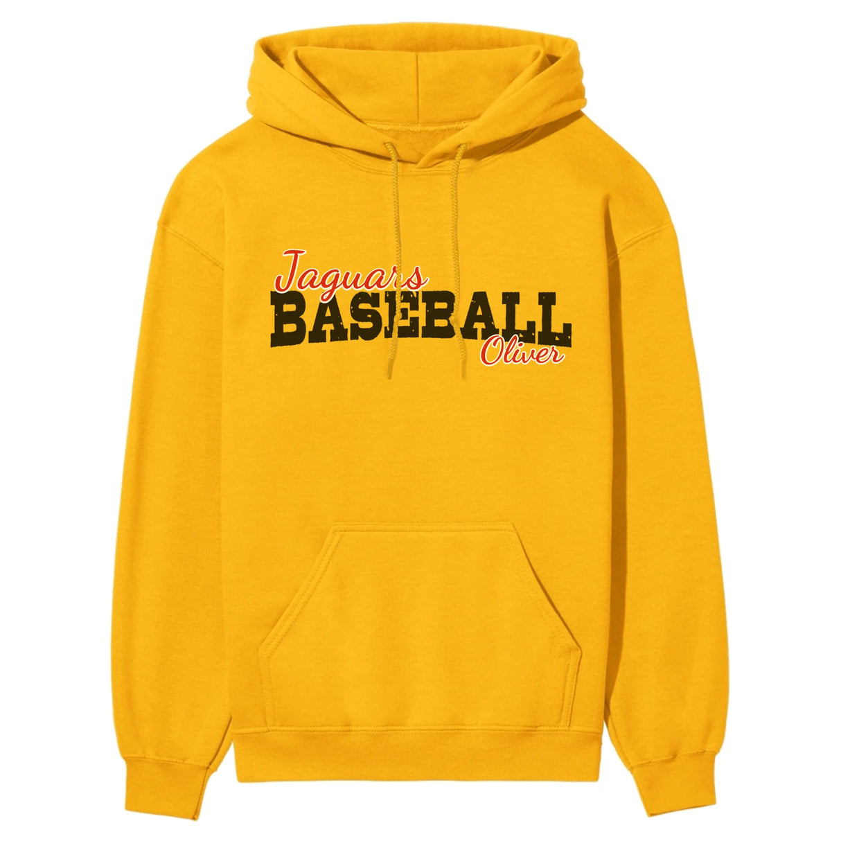 Custom Baseball Mascot and Baseball Player Name on a Hoodie with a Black Graphic