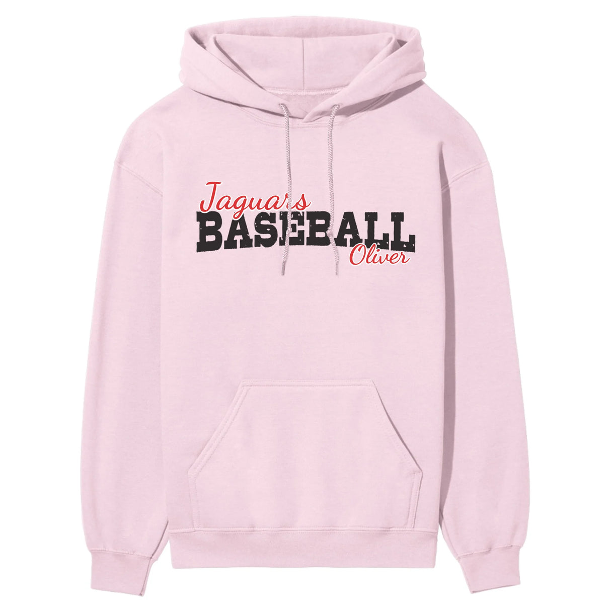 Custom Baseball Mascot and Baseball Player Name on a Hoodie with a Black Graphic