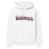 Custom Baseball Mascot and Baseball Player Name on a Hoodie with a Black Graphic