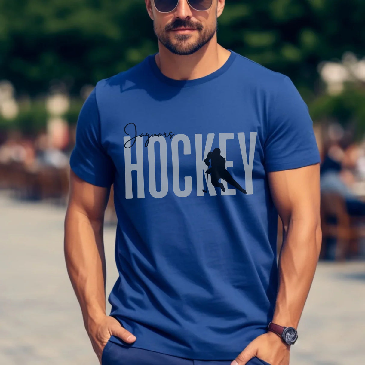 Personalized Hockey Shirt With Modern Bold Design on a Unisex T-Shirt