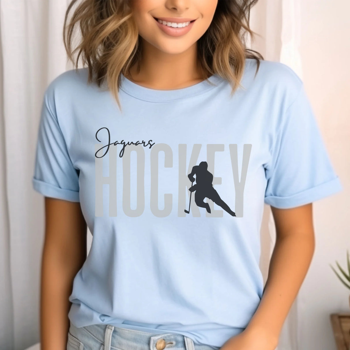 Personalized Hockey Shirt With Modern Bold Design on a Unisex T-Shirt