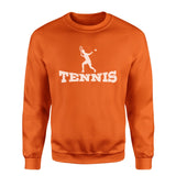 Basic Tennis with Tennis Player Icon on a Sweatshirt with a White Graphic