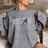Personalized Wrestling on a Sweatshirt With Modern Bold Design and Wrestler Name on Sleeve on a Sweatshirt