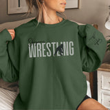 Personalized Wrestling on a Sweatshirt With Modern Bold Design and Wrestler Name on Sleeve on a Sweatshirt