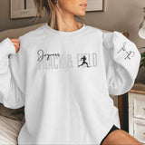 Personalized Pole Vault on a Sweatshirt With Modern Bold Design and Pole Vaulter Name on Sleeve on a Sweatshirt