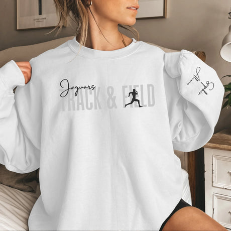 Personalized Pole Vault on a Sweatshirt With Modern Bold Design and Pole Vaulter Name on Sleeve on a Sweatshirt