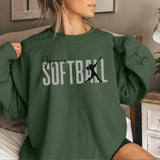 Personalized Softball on a Sweatshirt With Modern Bold Design and Softball Player Name on Sleeve on a Sweatshirt
