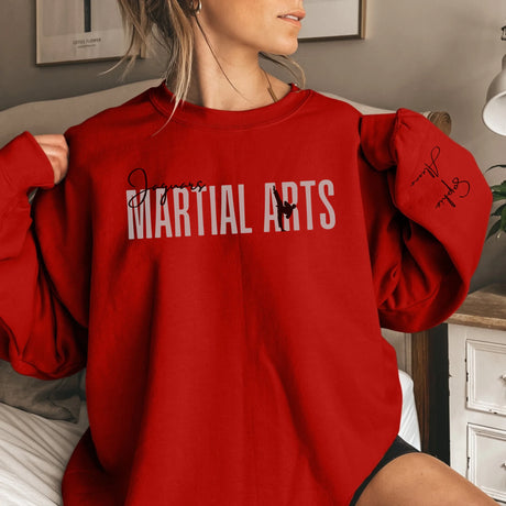 Personalized Martial Arts on a Sweatshirt With Modern Bold Design and Martial Artist Name on Sleeve on a Sweatshirt