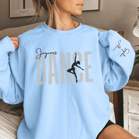 Personalized Dance on a Sweatshirt With Modern Bold Design and Dancer Name on Sleeve on a Sweatshirt