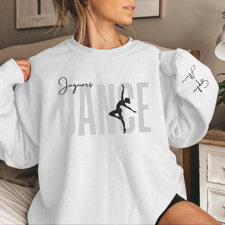Personalized Dance on a Sweatshirt With Modern Bold Design and Dancer Name on Sleeve on a Sweatshirt