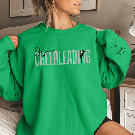 Personalized Cheer on a Sweatshirt With Modern Bold Design and Cheerleader Name on Sleeve on a Sweatshirt